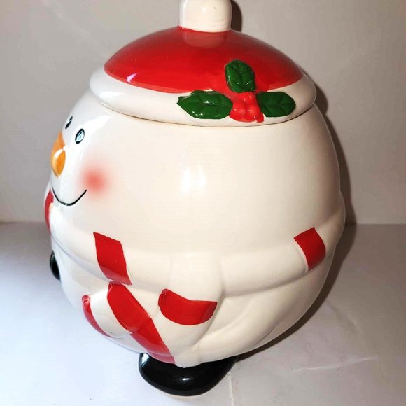 Roly Poly Ceramic Snowman Cookie Jar Tii Collections  9-1/2 Inch - Picture 5 of 10